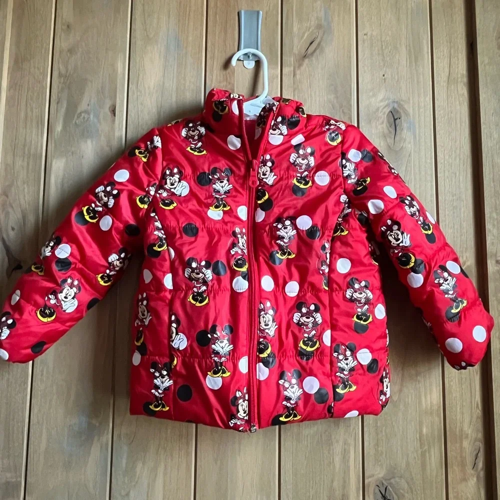 Disney Red Minnie Mouse Light weight Puffer Jacket - 3T